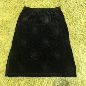 90s vintage Exact Change black velvet sparkly midi skirt small